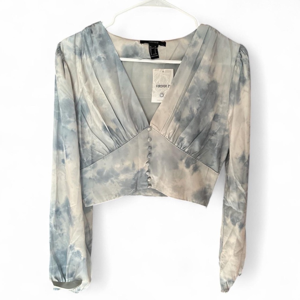Forever 21 Cloudy Blue and White Blouse